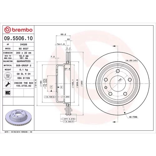Brzdový kotúč BREMBO 09.5506.10