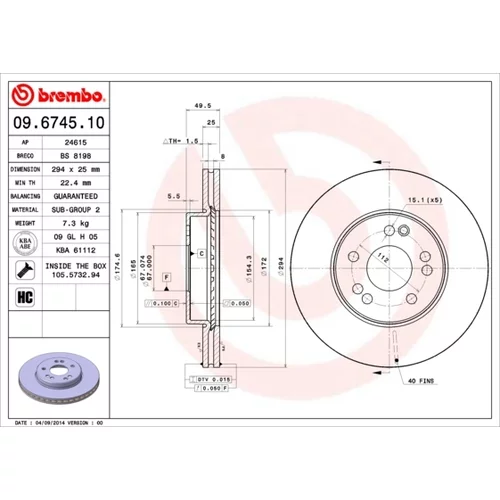 Brzdový kotúč BREMBO 09.6745.10