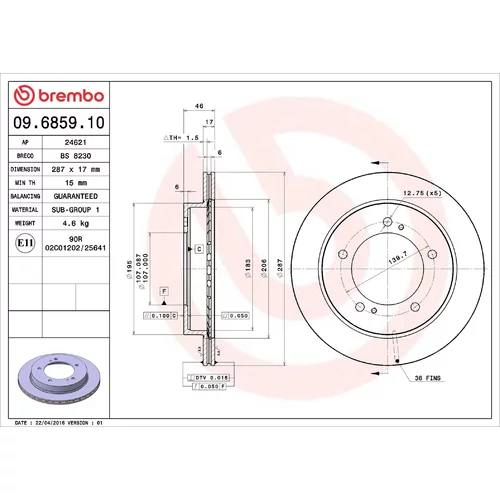 Brzdový kotúč BREMBO 09.6859.10