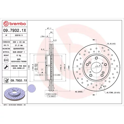 Brzdový kotúč BREMBO 09.7932.1X
