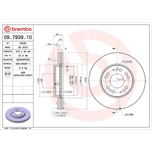 Brzdový kotúč BREMBO 09.7939.10