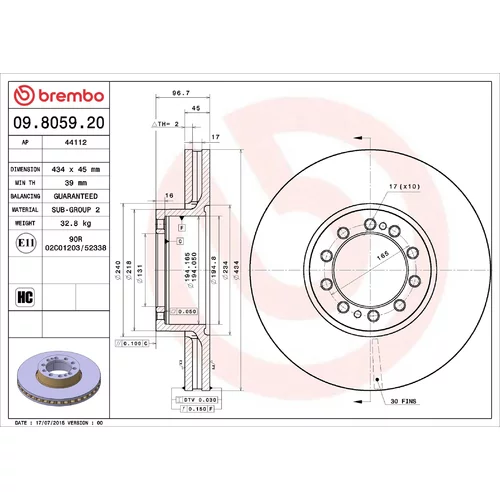 Brzdový kotúč BREMBO 09.8059.20