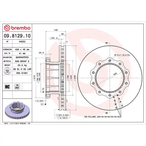 Brzdový kotúč BREMBO 09.8129.10