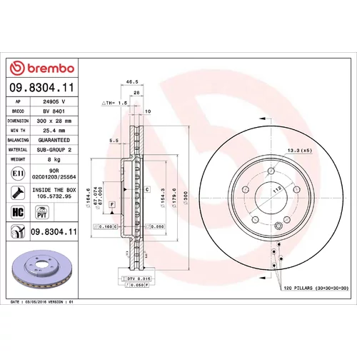 Brzdový kotúč BREMBO 09.8304.11
