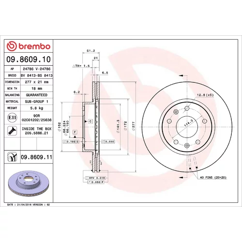 Brzdový kotúč BREMBO 09.8609.10