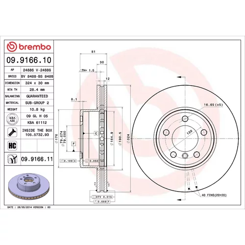 Brzdový kotúč BREMBO 09.9166.10