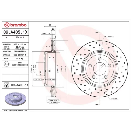 Brzdový kotúč BREMBO 09.A405.1X