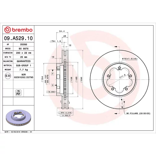 Brzdový kotúč BREMBO 09.A529.10