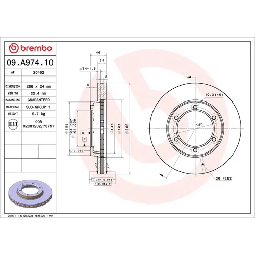 Brzdový kotúč BREMBO 09.A974.10