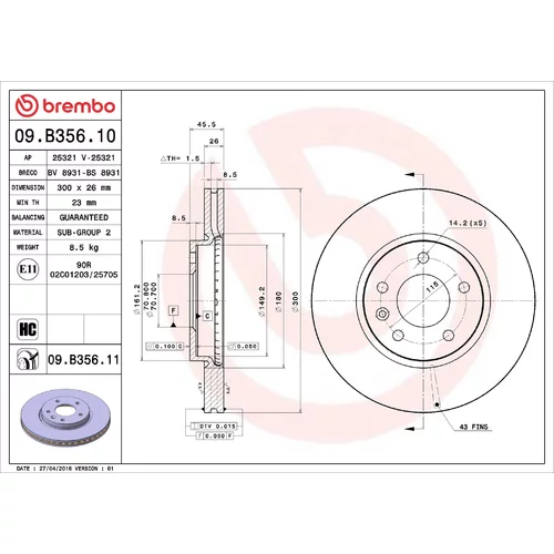 Brzdový kotúč BREMBO 09.B356.10