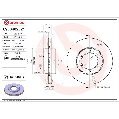 Brzdový kotúč BREMBO 09.B402.21