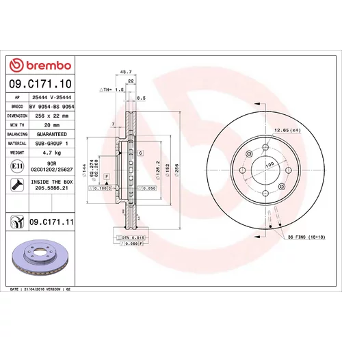 Brzdový kotúč BREMBO 09.C171.11