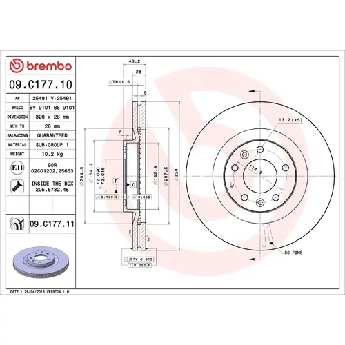 Brzdový kotúč BREMBO 09.C177.11