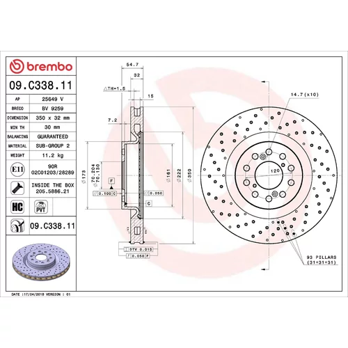Brzdový kotúč BREMBO 09.C338.11