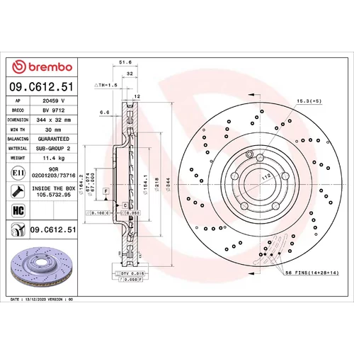 Brzdový kotúč BREMBO 09.C612.51