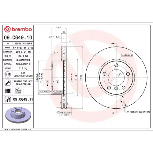 Brzdový kotúč BREMBO 09.C649.11