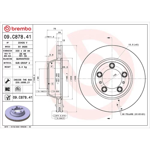 Brzdový kotúč BREMBO 09.C878.41