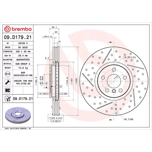 Brzdový kotúč BREMBO 09.D179.21