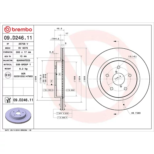 Brzdový kotúč BREMBO 09.D246.11