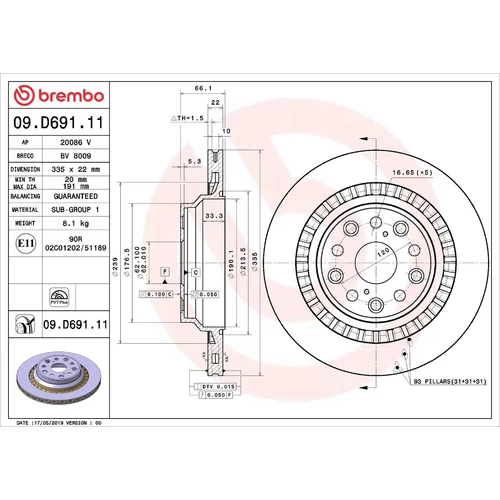 Brzdový kotúč BREMBO 09.D691.11