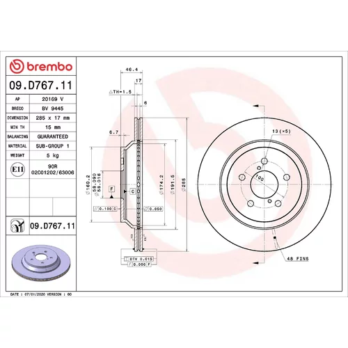 Brzdový kotúč BREMBO 09.D767.11