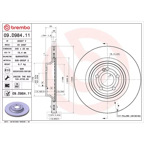 Brzdový kotúč BREMBO 09.D984.11