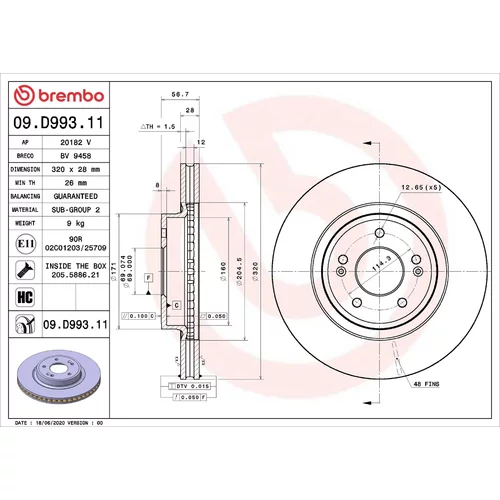 Brzdový kotúč BREMBO 09.D993.11