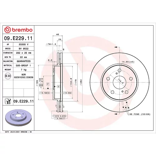 Brzdový kotúč BREMBO 09.E229.11