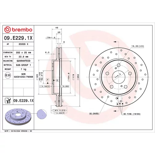 Brzdový kotúč BREMBO 09.E229.1X