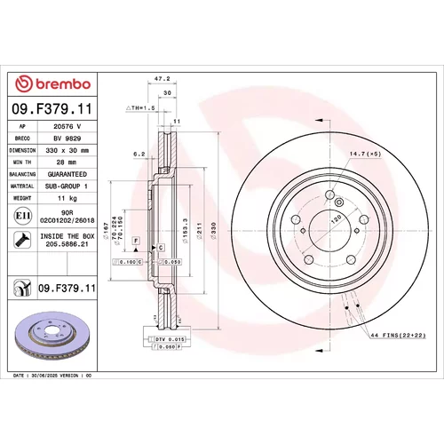 Brzdový kotúč 09.F379.11 /BREMBO/ - obr. 3