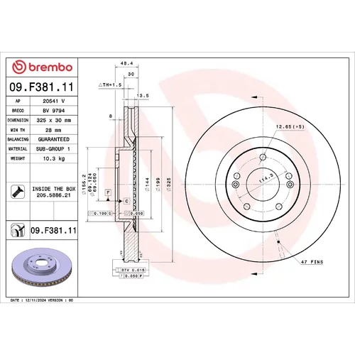 Brzdový kotúč BREMBO 09.F381.11