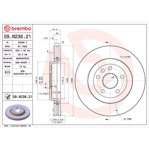 Brzdový kotúč BREMBO 09.N236.21