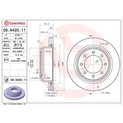 Brzdový kotúč 09.N420.11 /BREMBO/