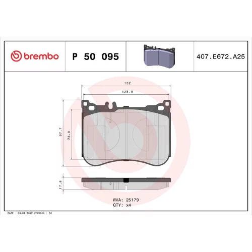 Sada brzdových platničiek kotúčovej brzdy BREMBO P 50 095