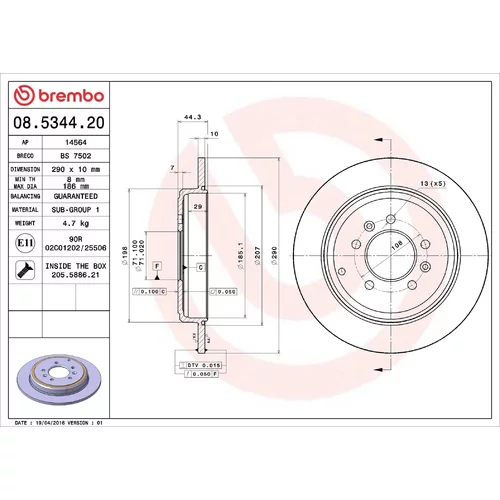 Brzdový kotúč BREMBO 08.5344.20