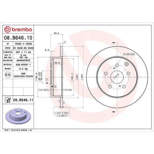 Brzdový kotúč BREMBO 08.B646.11