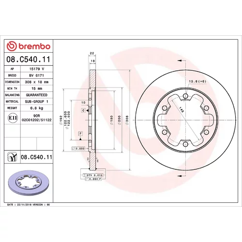 Brzdový kotúč BREMBO 08.C540.11