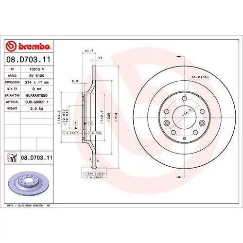 Brzdový kotúč BREMBO 08.D703.11