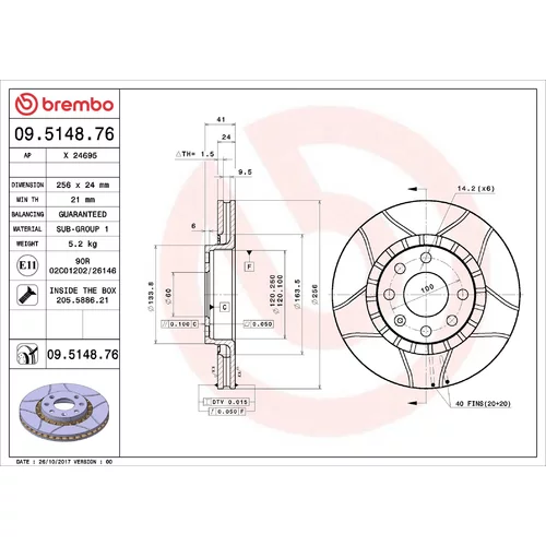 Brzdový kotúč BREMBO 09.5148.76