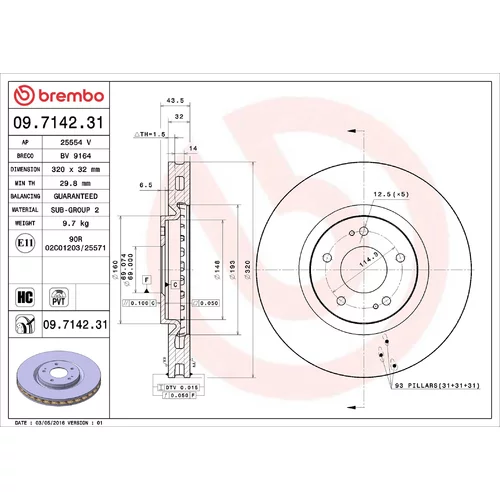 Brzdový kotúč BREMBO 09.7142.31