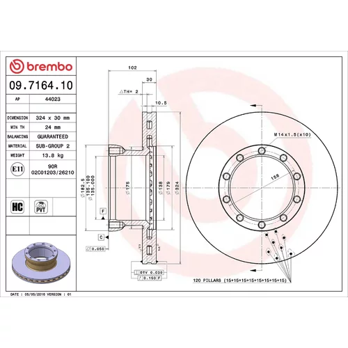 Brzdový kotúč BREMBO 09.7164.10