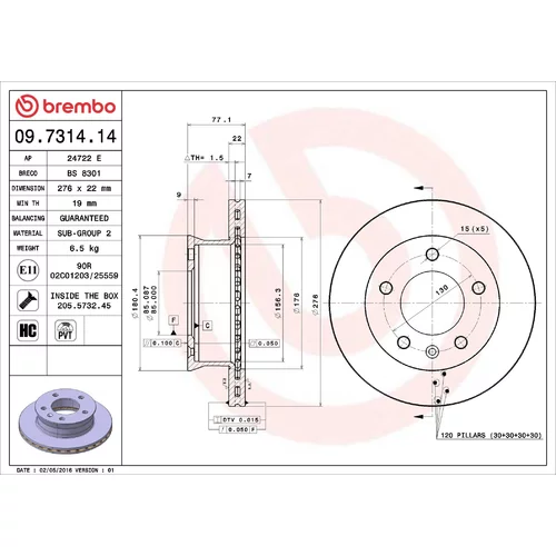Brzdový kotúč BREMBO 09.7314.14