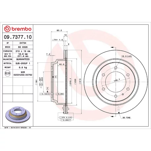 Brzdový kotúč BREMBO 09.7377.10