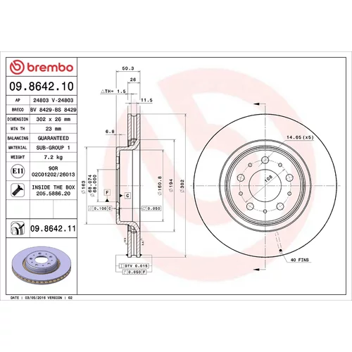 Brzdový kotúč BREMBO 09.8642.10
