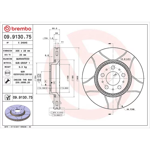 Brzdový kotúč BREMBO 09.9130.75