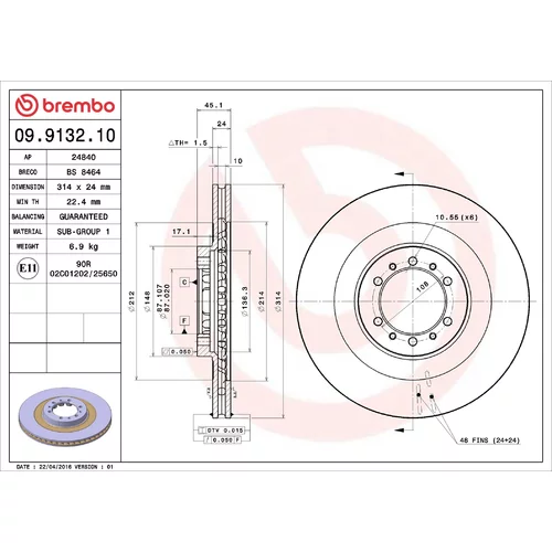 Brzdový kotúč BREMBO 09.9132.10