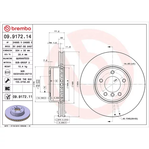 Brzdový kotúč BREMBO 09.9172.11