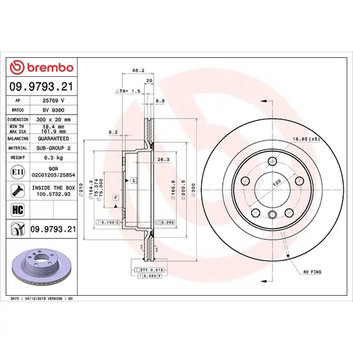 Brzdový kotúč BREMBO 09.9793.21