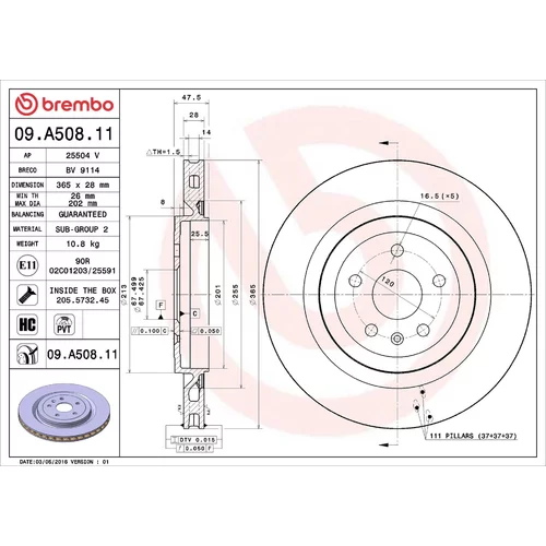 Brzdový kotúč BREMBO 09.A508.11