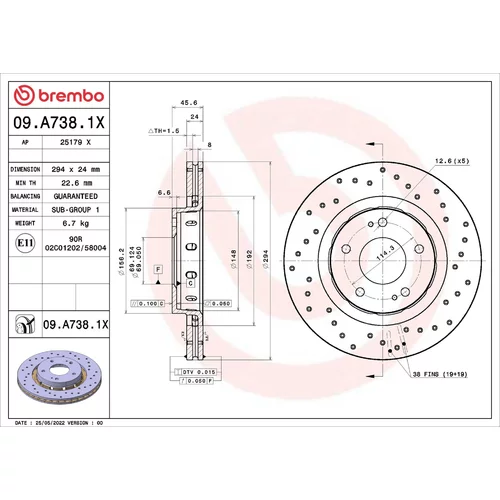 Brzdový kotúč BREMBO 09.A738.1X